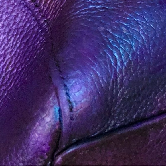 STUNNING Coach Madison Metallic Purple Mult Color Pebbled Leather Shoulder Bag - Picture 7 of 14